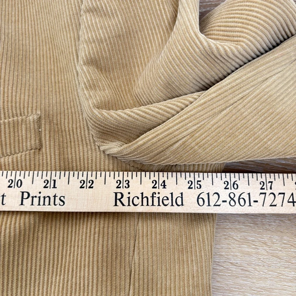 Chaps Blazer Size 48R Tan Corduroy Suit Jacket Sport Coat Leather Buttons